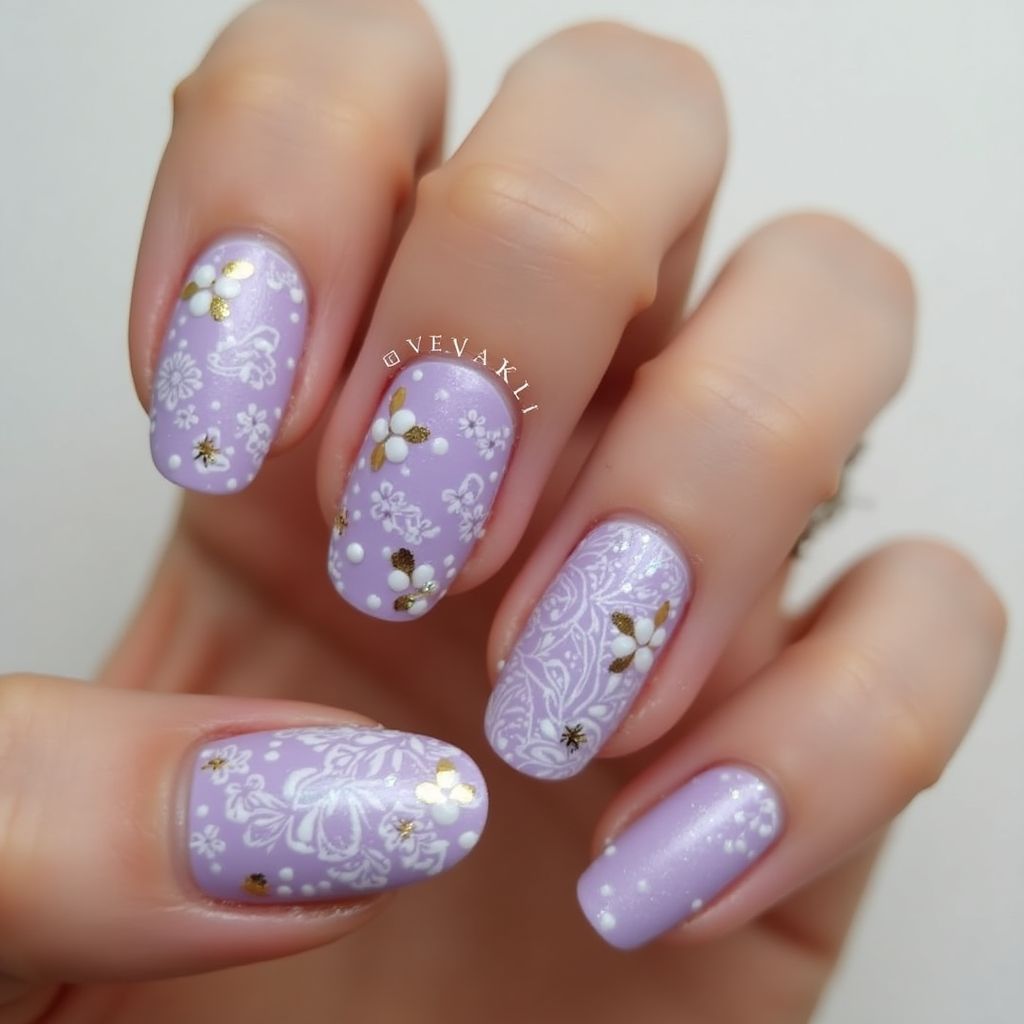 Lavender Round Nail Design