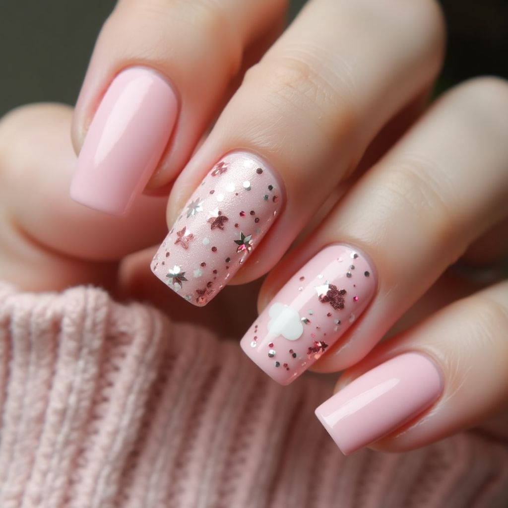 Baby Pink Square Nail Design