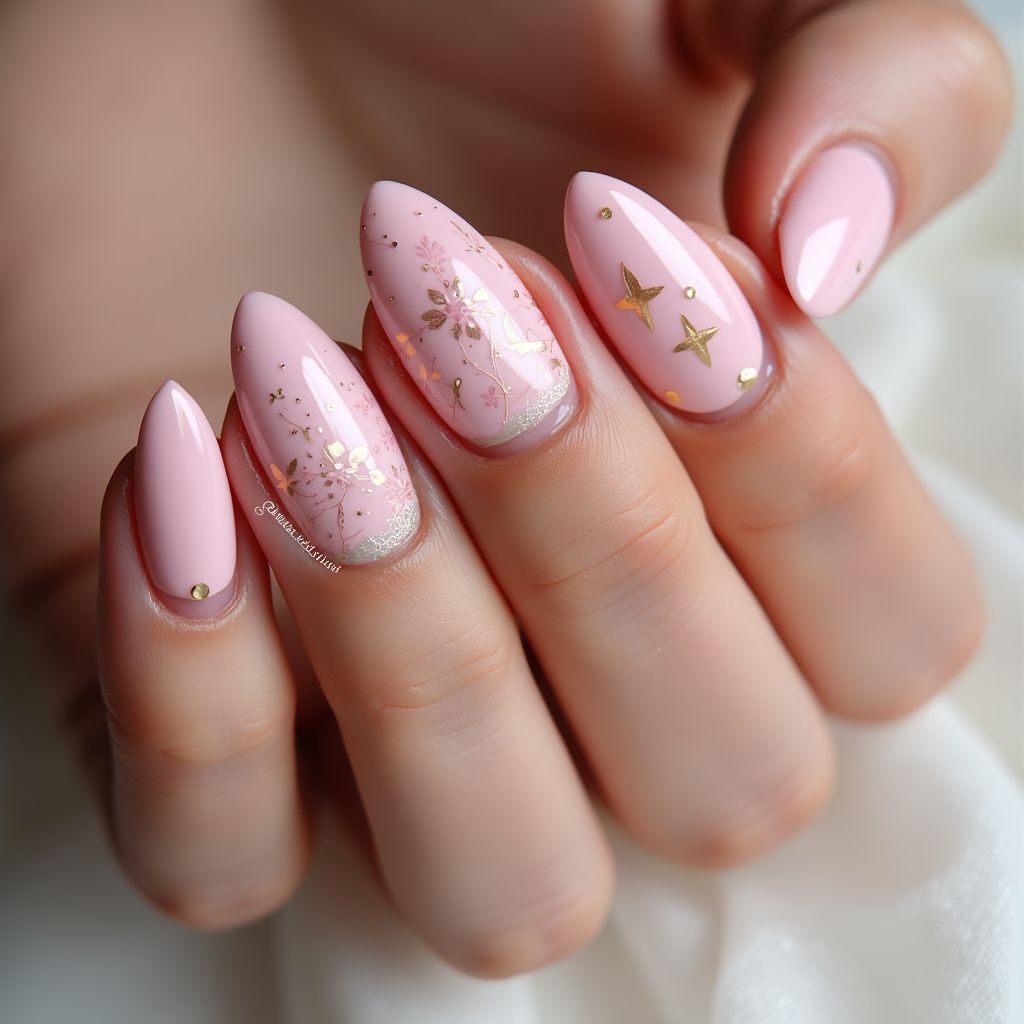 Baby Pink Almond Nail Design