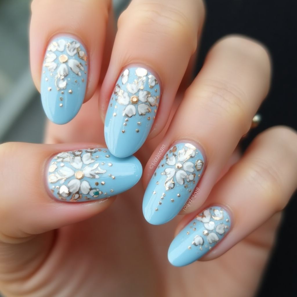 Baby Blue Almond Nail Design