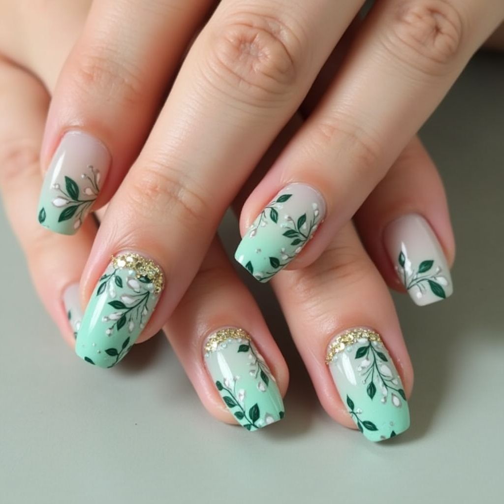 Mint Green Round Nail Design