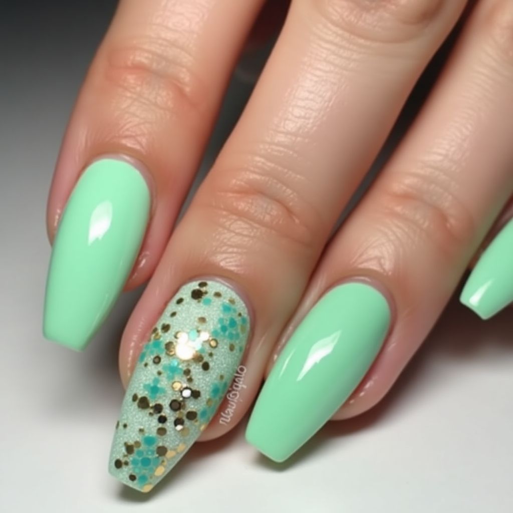 Pastel Green Stiletto Nail Design