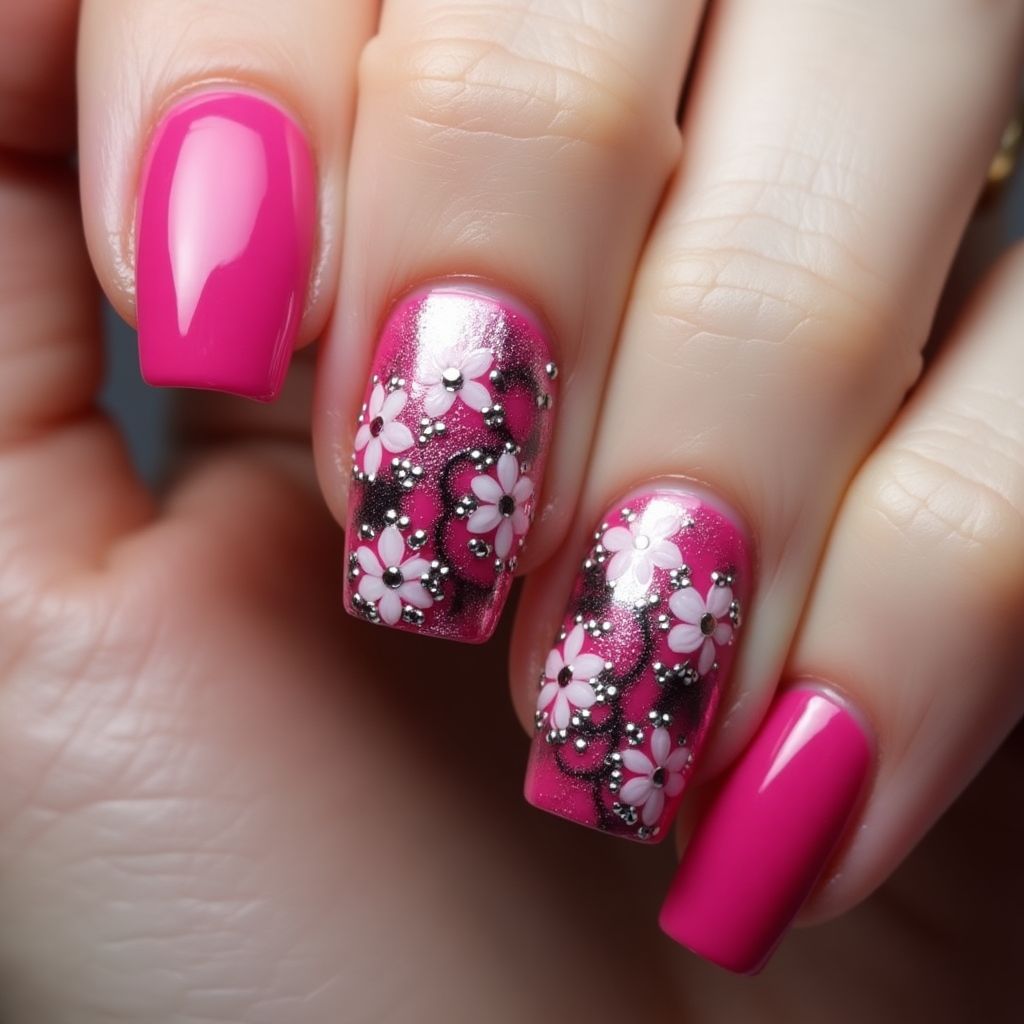 Fuchsia Square Nail Design
