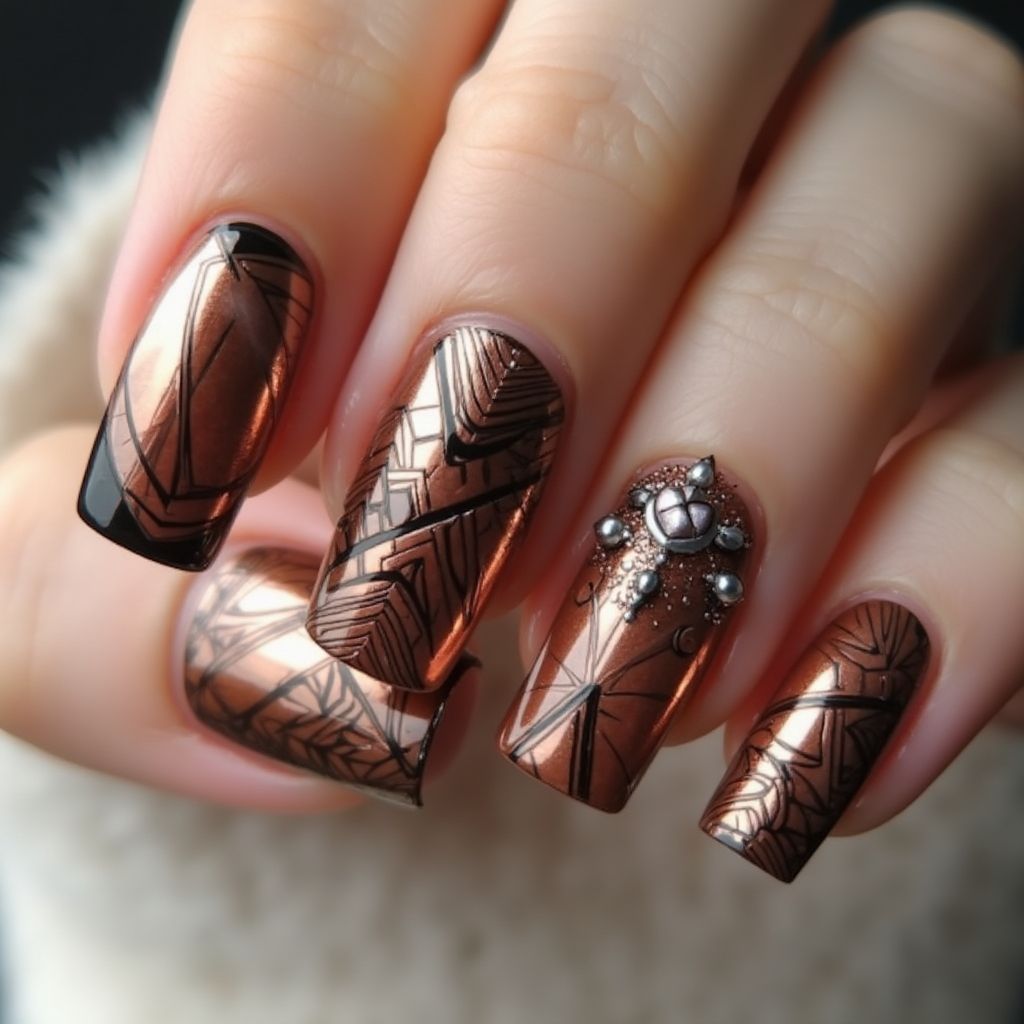Bronze Square Nail Design