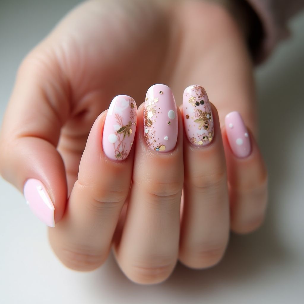 Baby Pink Round Nail Design