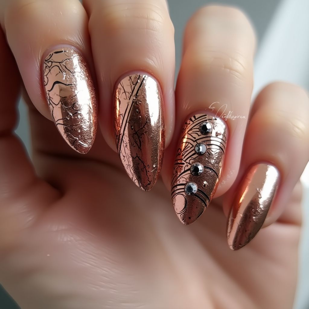 Copper Coffin Nail Design