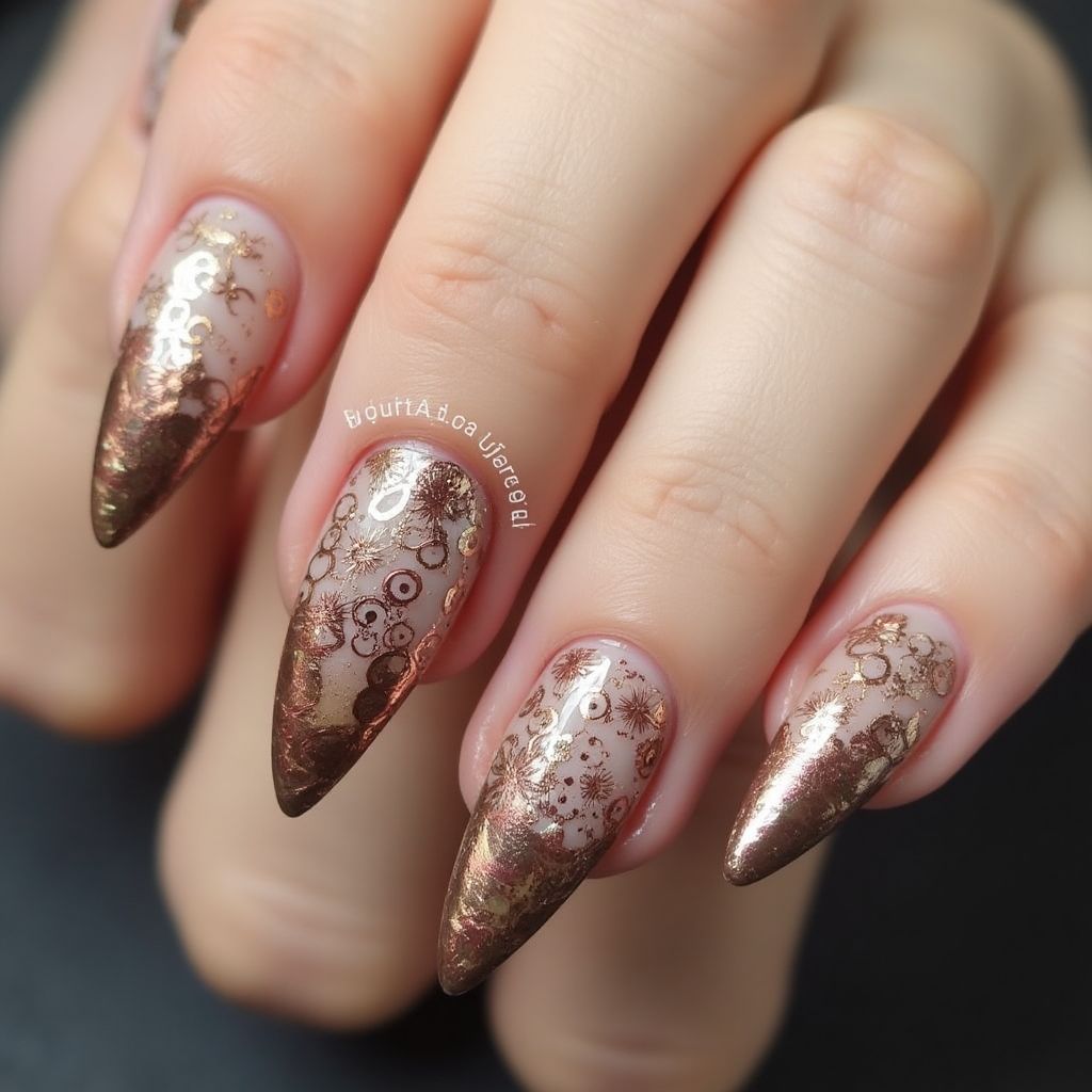 Bronze Stiletto Nail Design