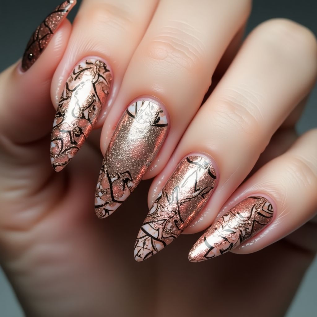 Copper Stiletto Nail Design