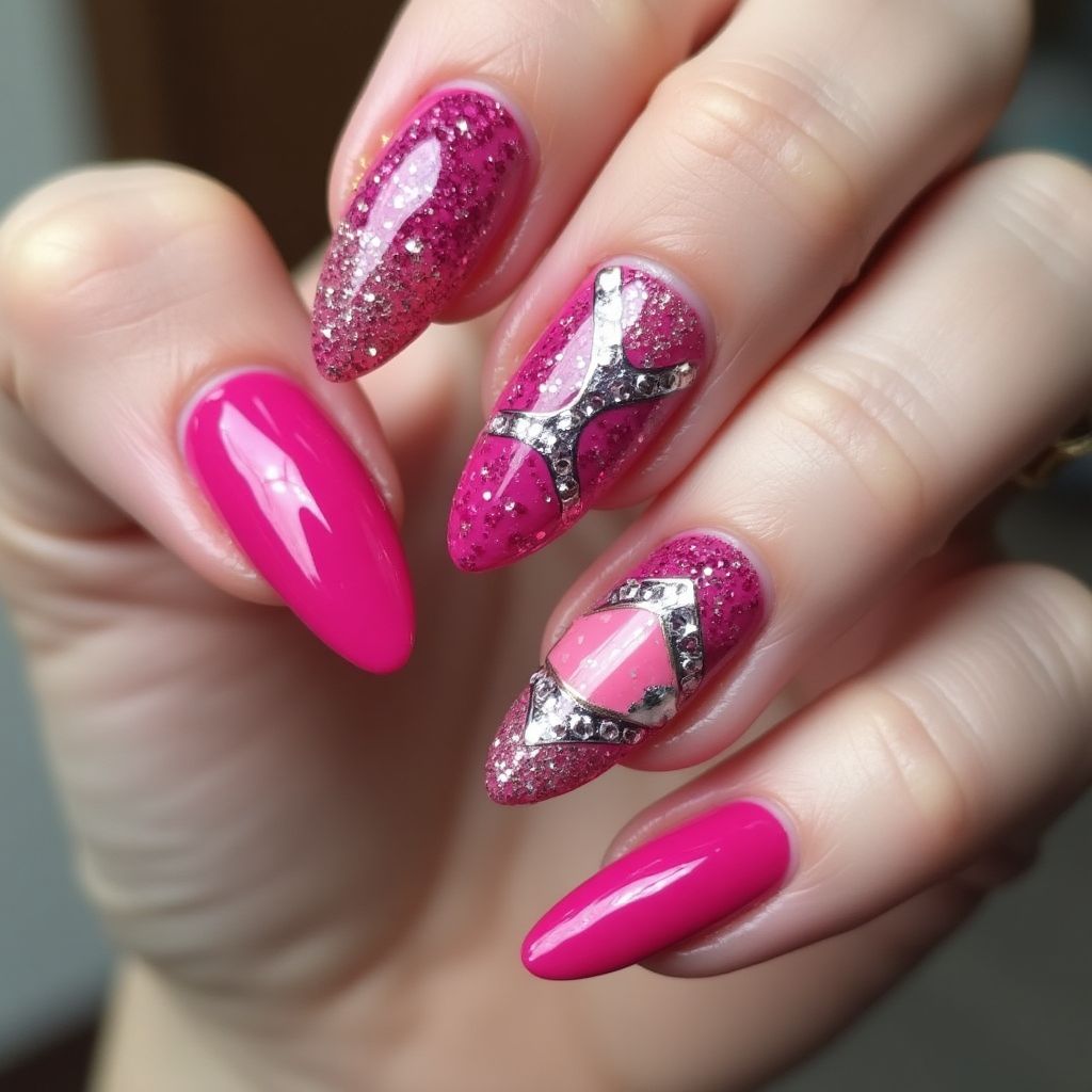 Fuchsia Stiletto Nail Design