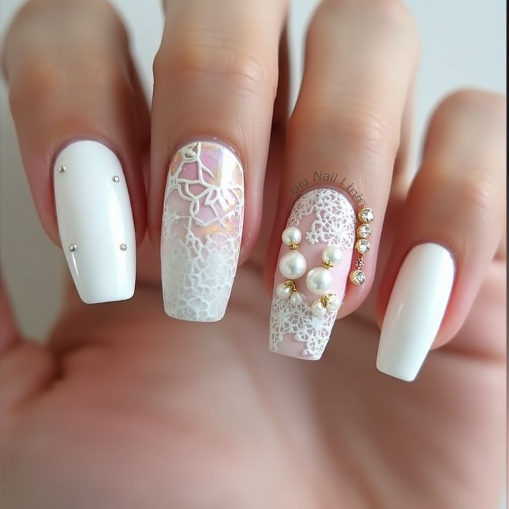 White Coffin Nail Design