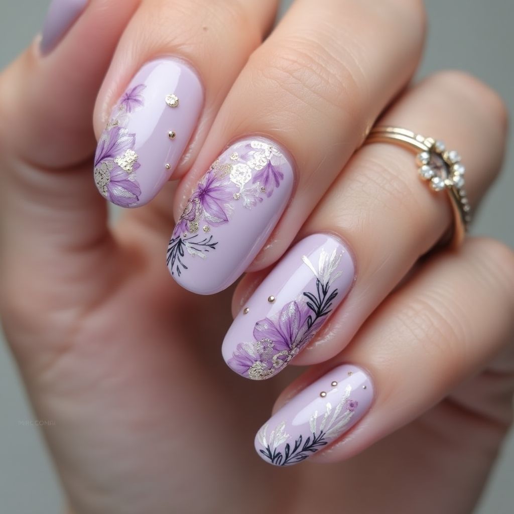 Lavender Round Nail Design