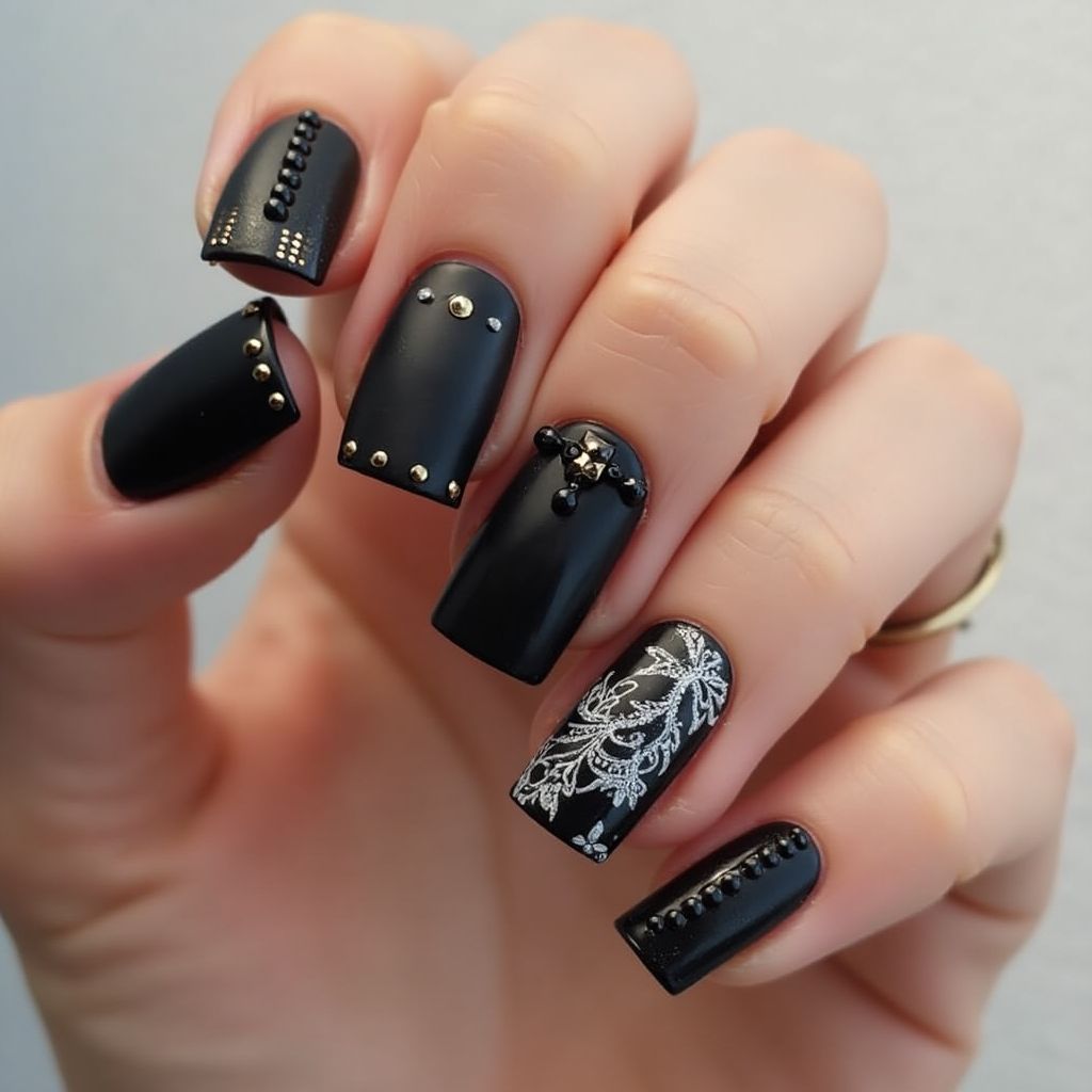 Black Square Nail Design
