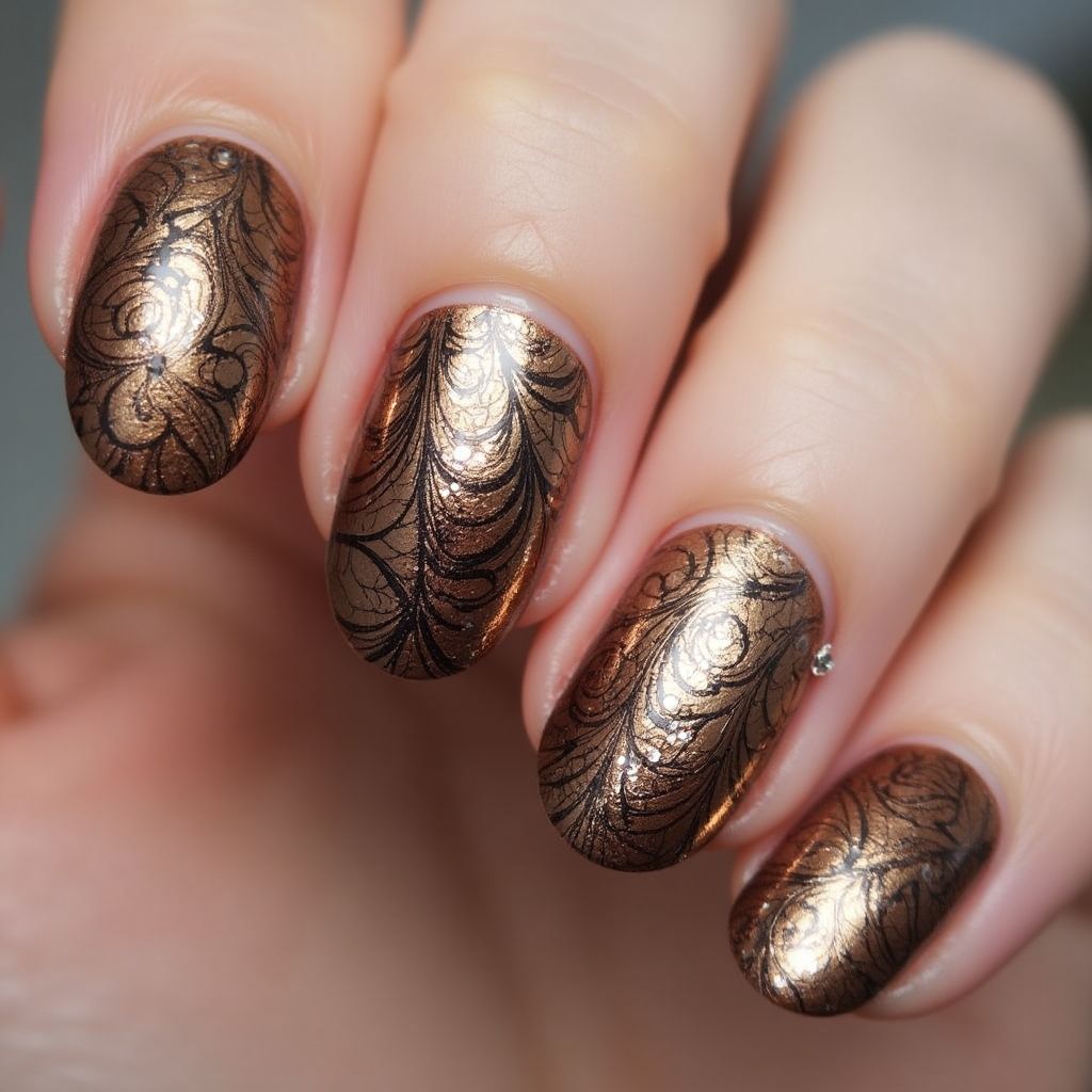 Bronze Round Nail Design