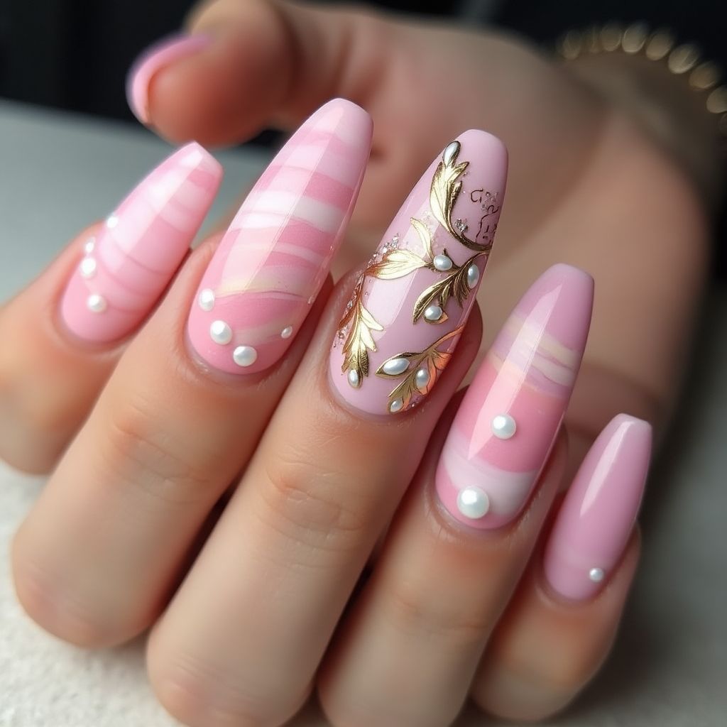 Pink Coffin Nail Design