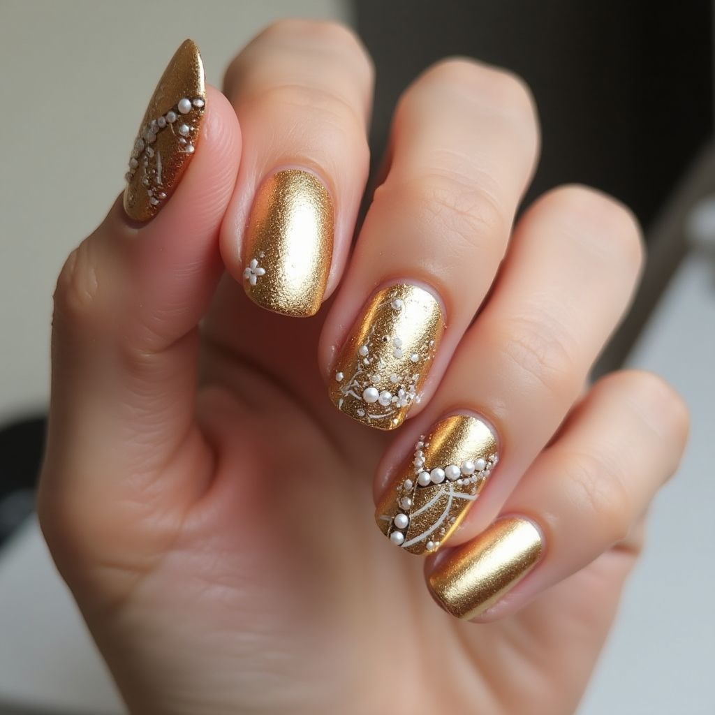 Gold Round Nail Design