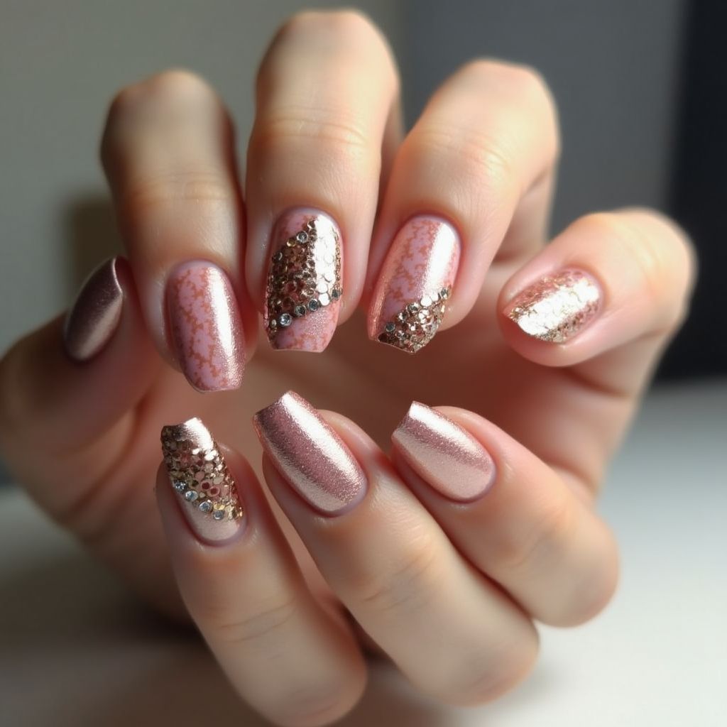 Copper Round Nail Design