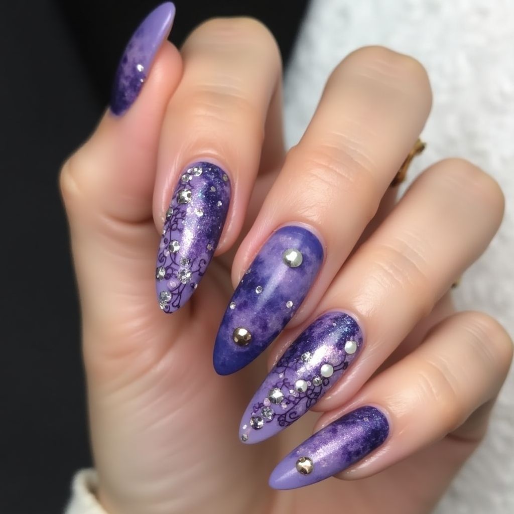 Purple Round Nail Design