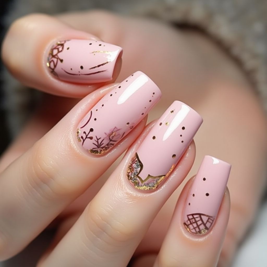 Baby Pink Square Nail Design