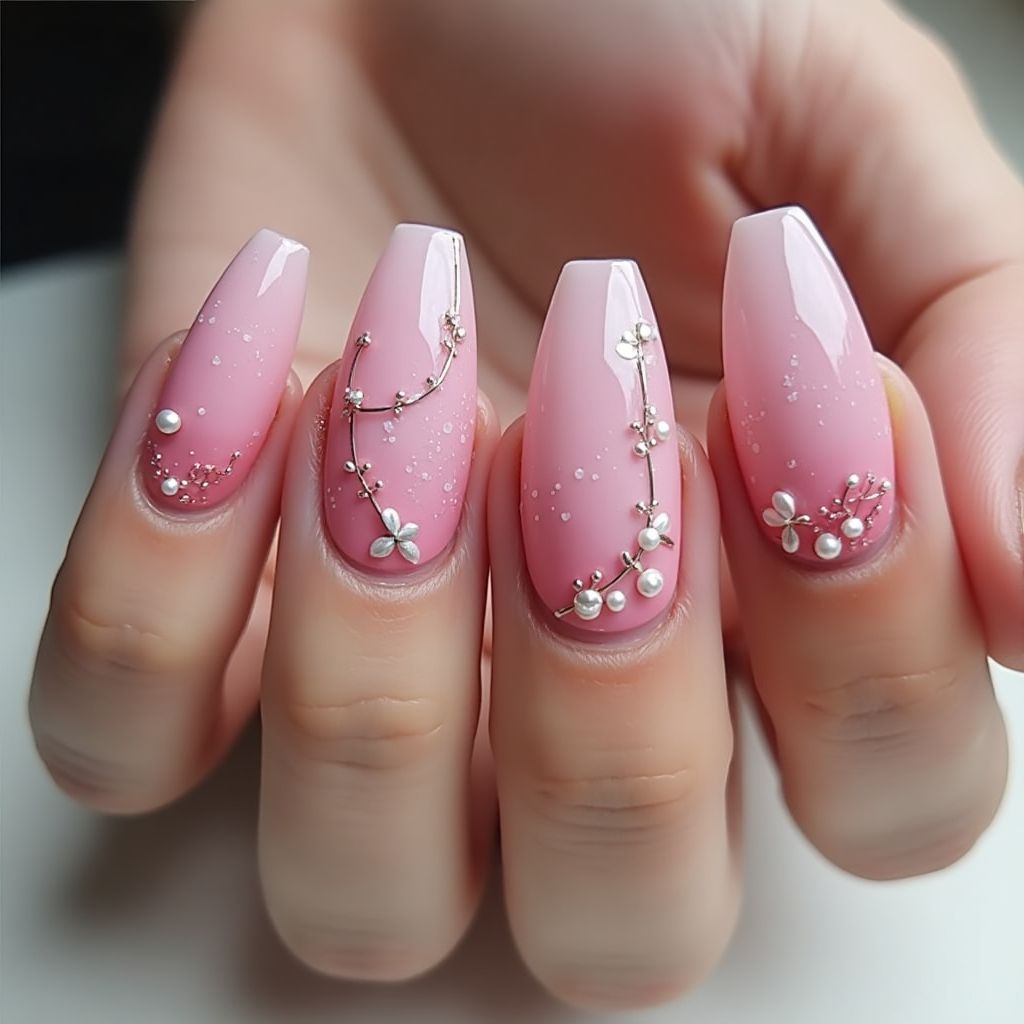 Pink Coffin Nail Design