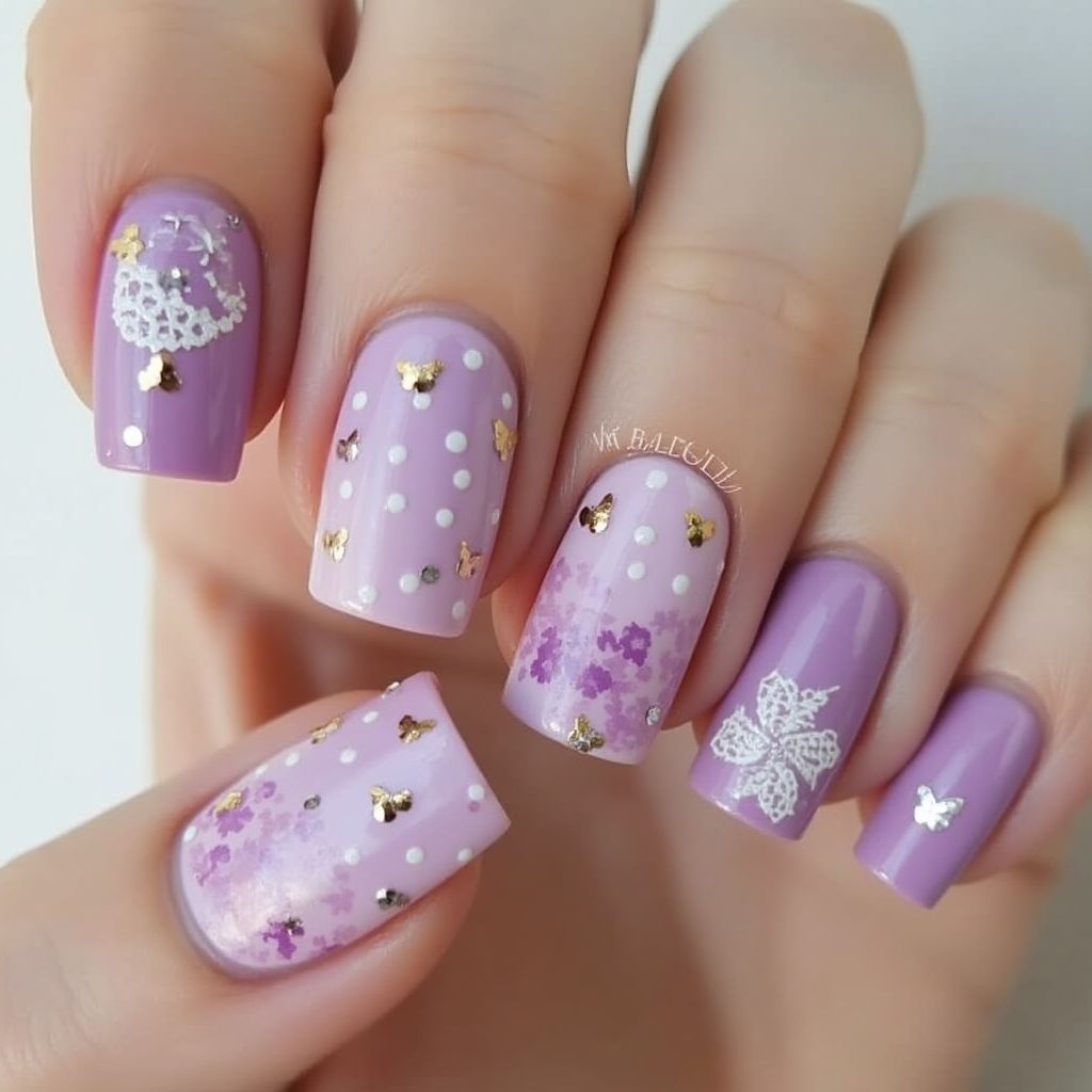 Pastel Purple Square Nail Design