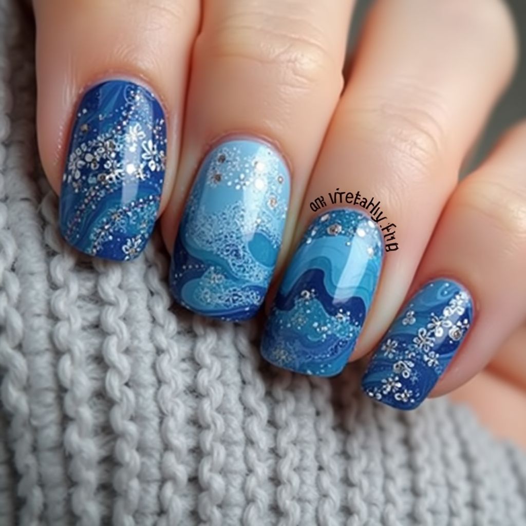 Blue Round Nail Design