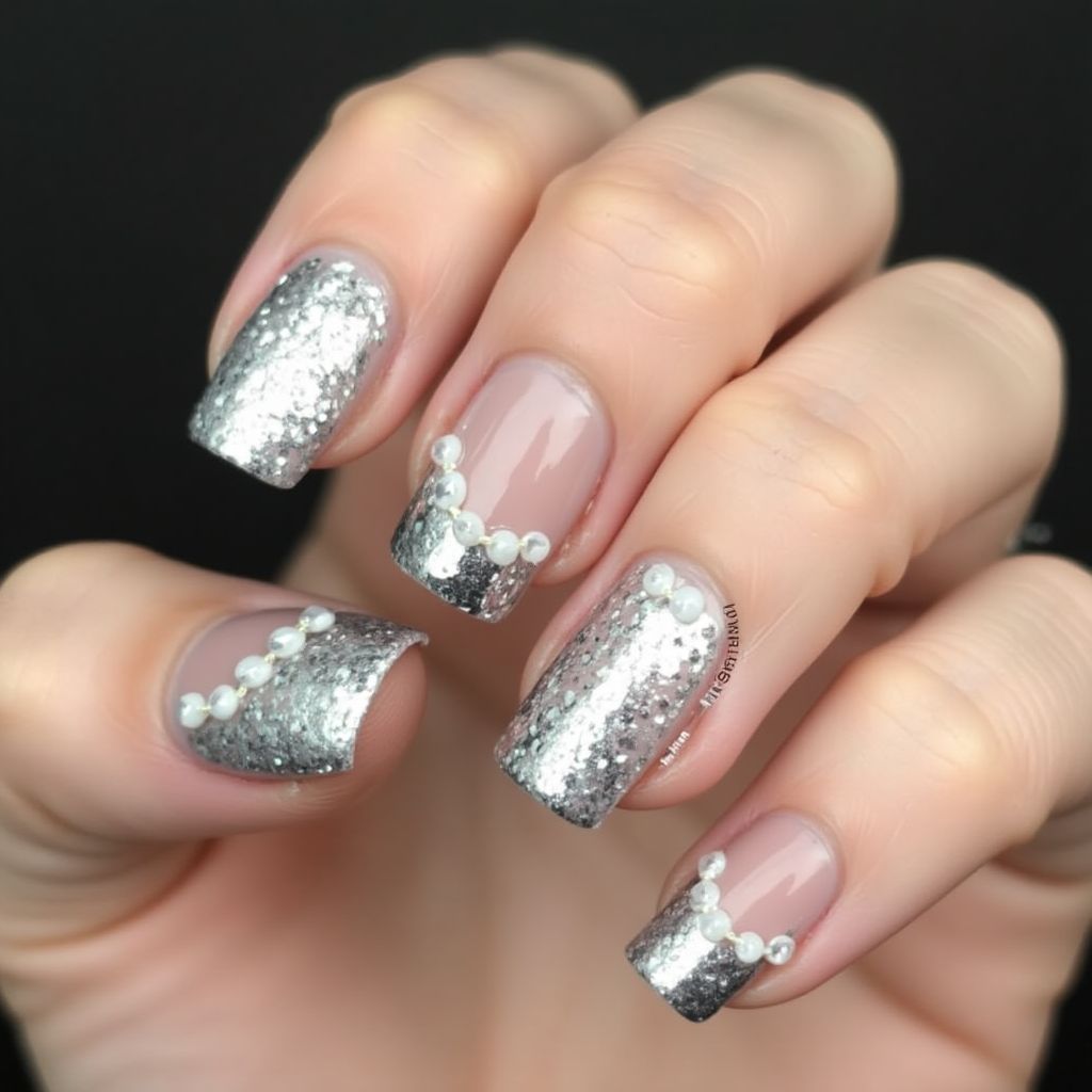 Silver Square Nail Design