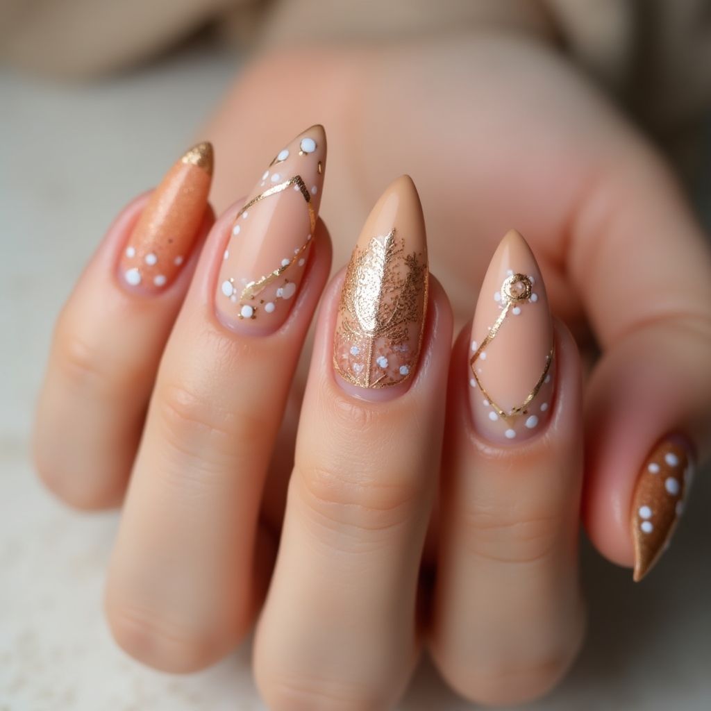 Tan Stiletto Nail Design