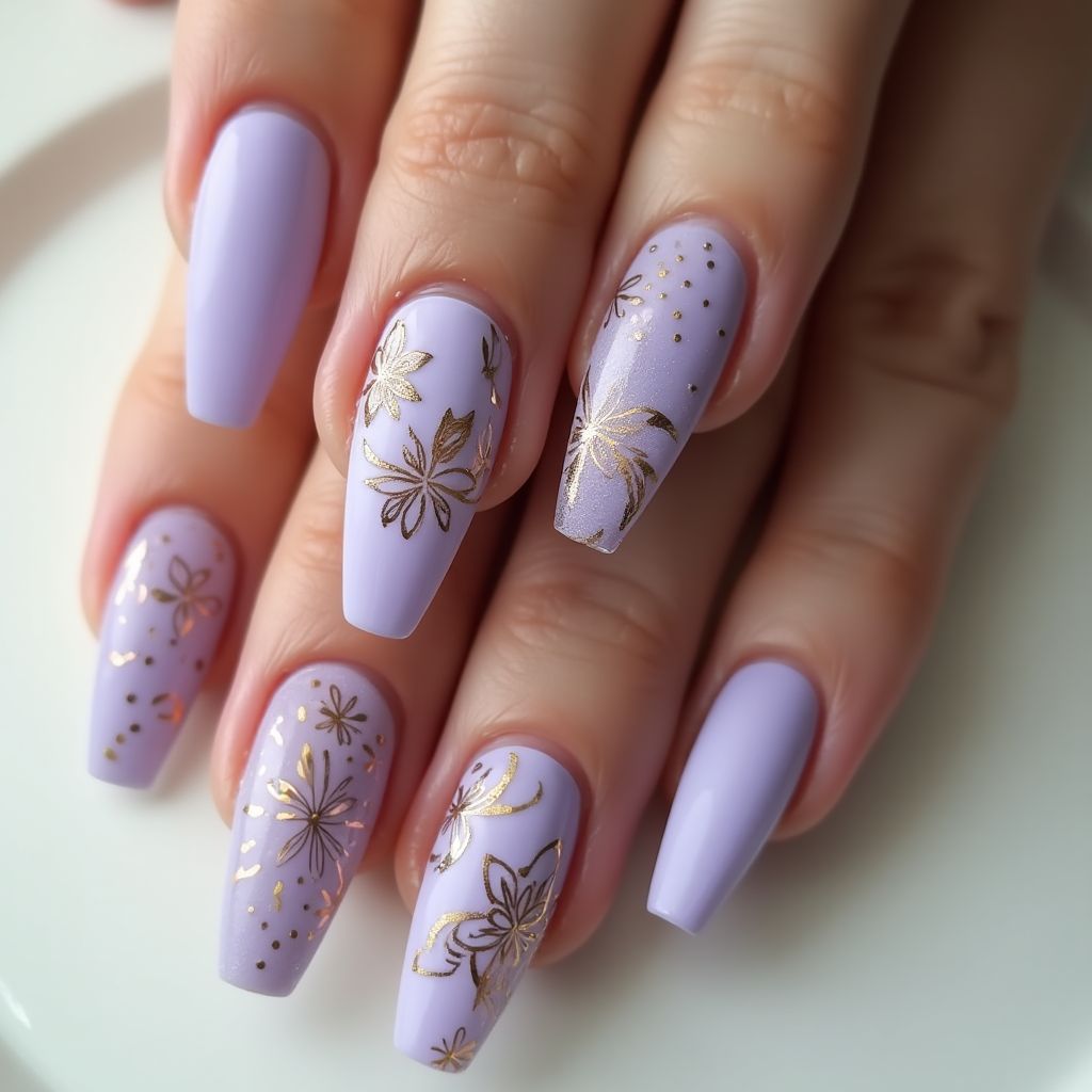 Lavender Coffin Nail Design