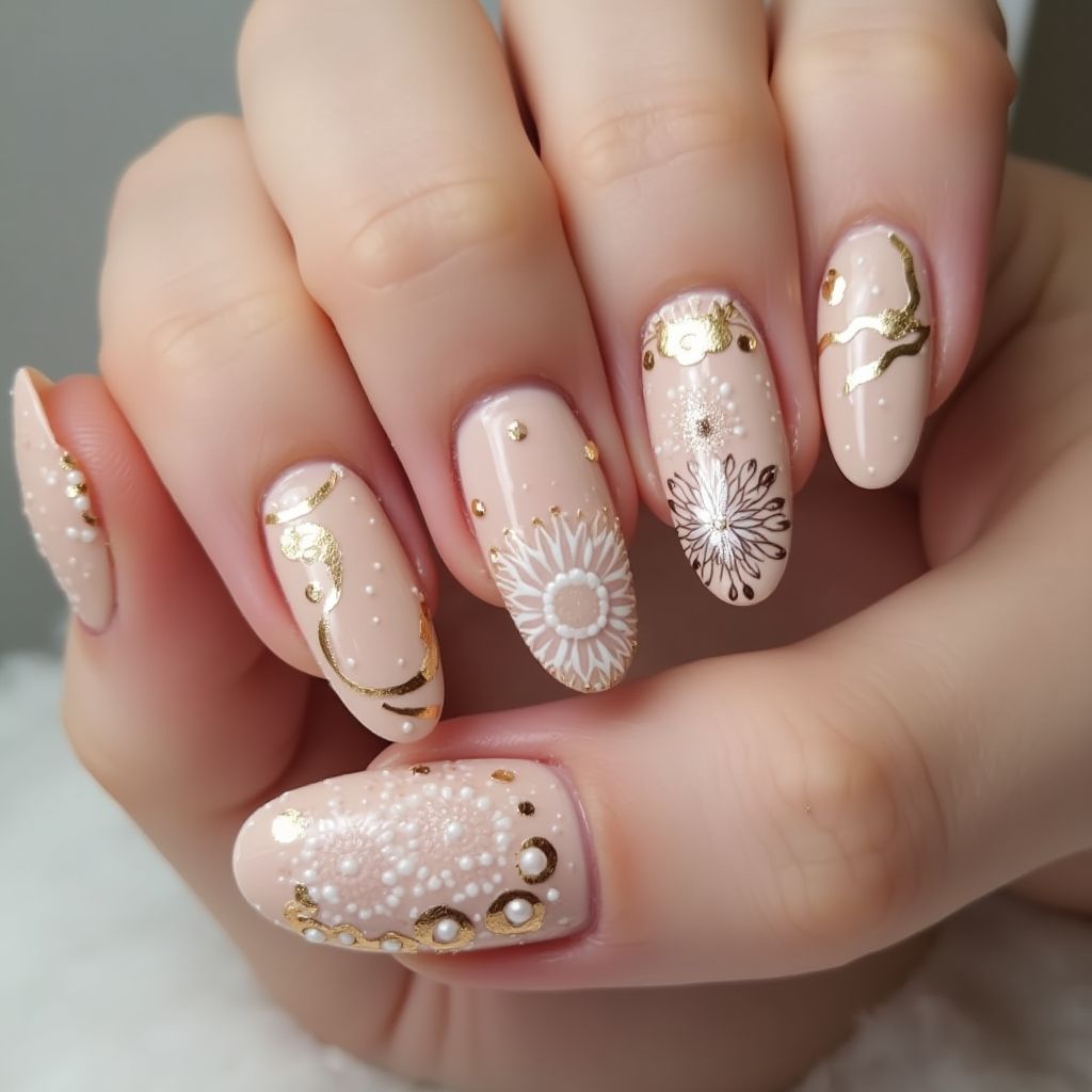 Nude Round Nail Design