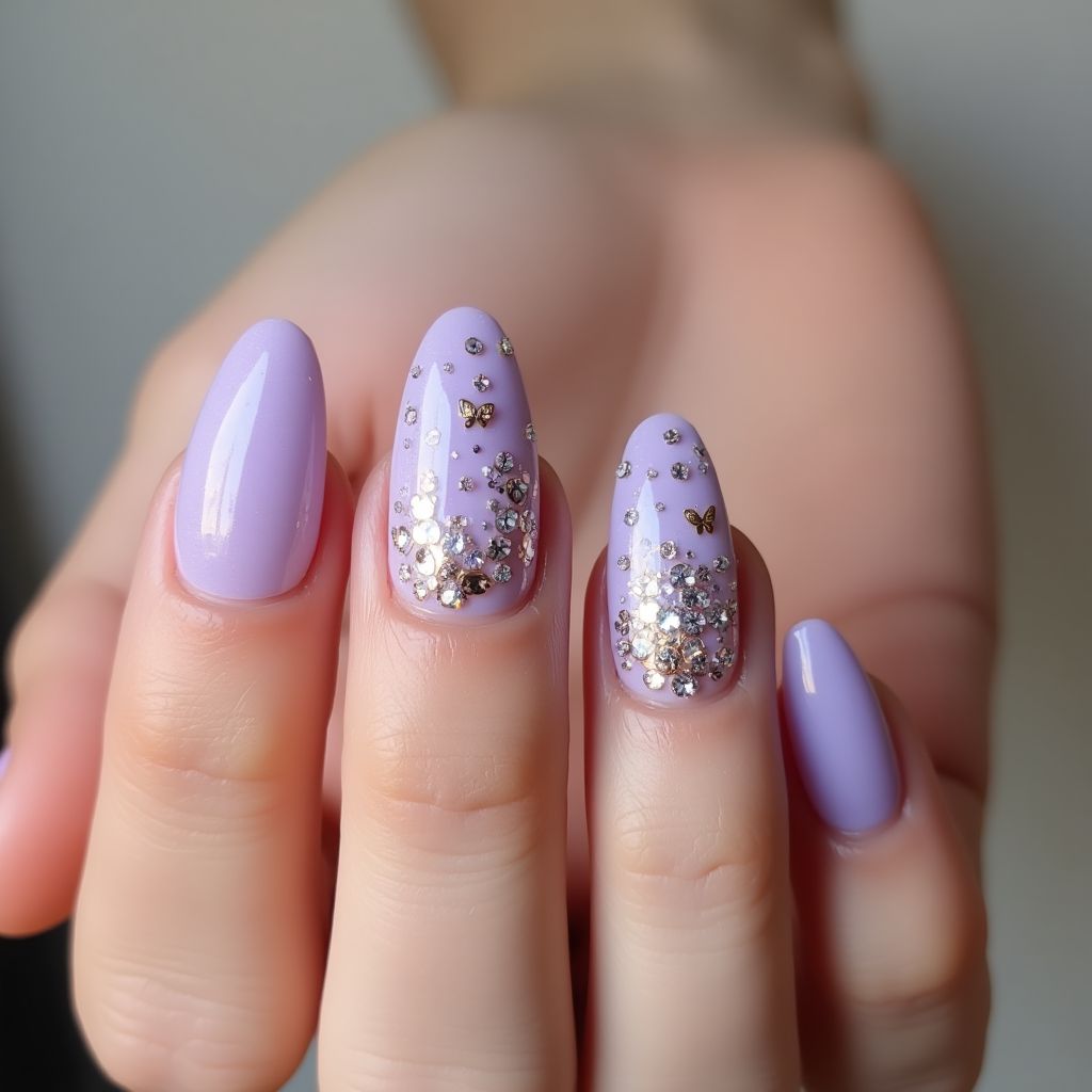 Lavender Stiletto Nail Design