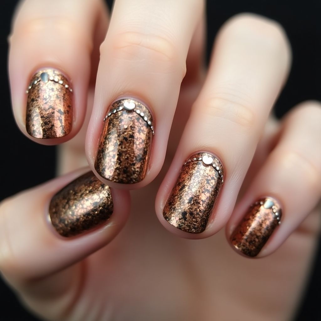 Bronze Round Nail Design