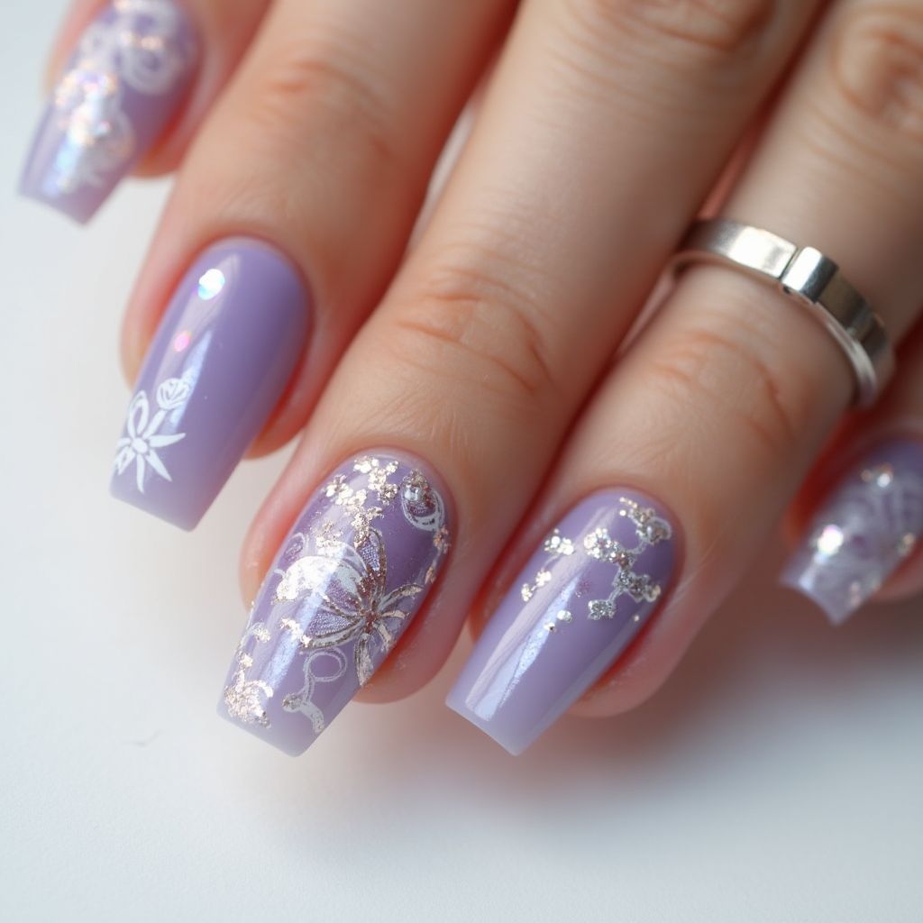 Lavender Stiletto Nail Design