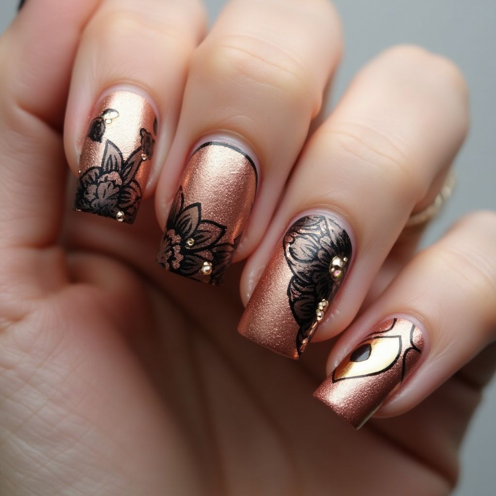 Copper Square Nail Design