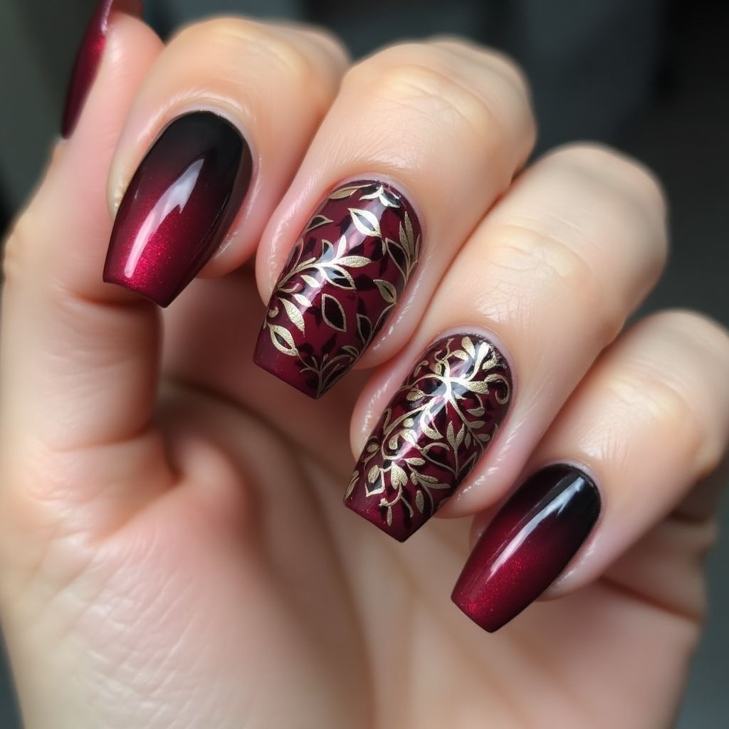 Wine Coffin Nail Design