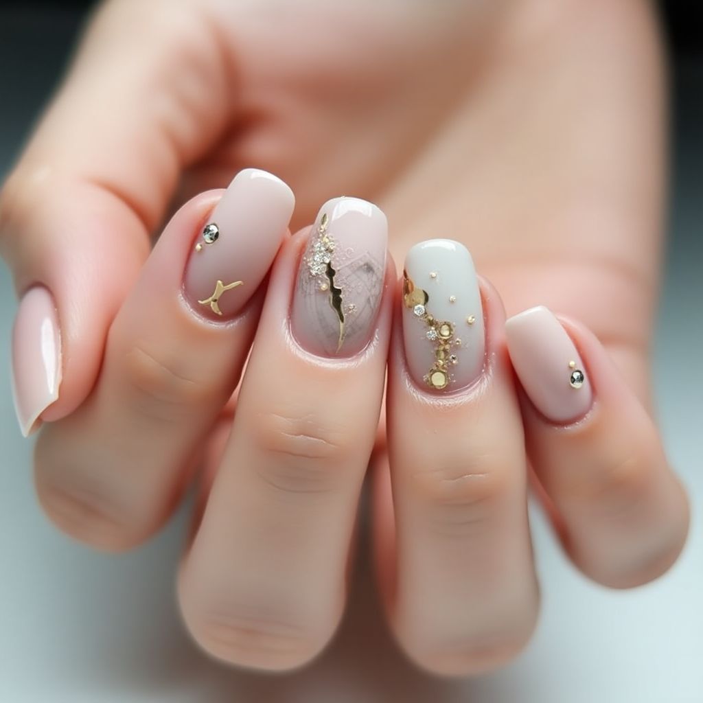Nude Round Nail Design