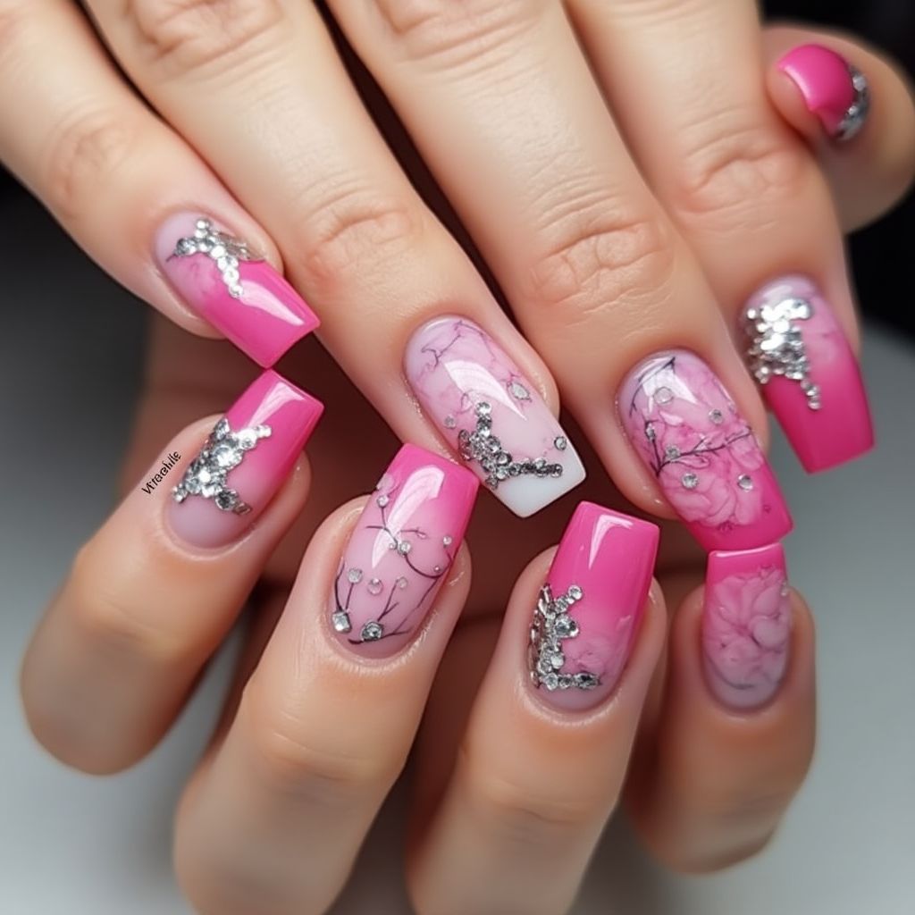 Fuchsia Square Nail Design