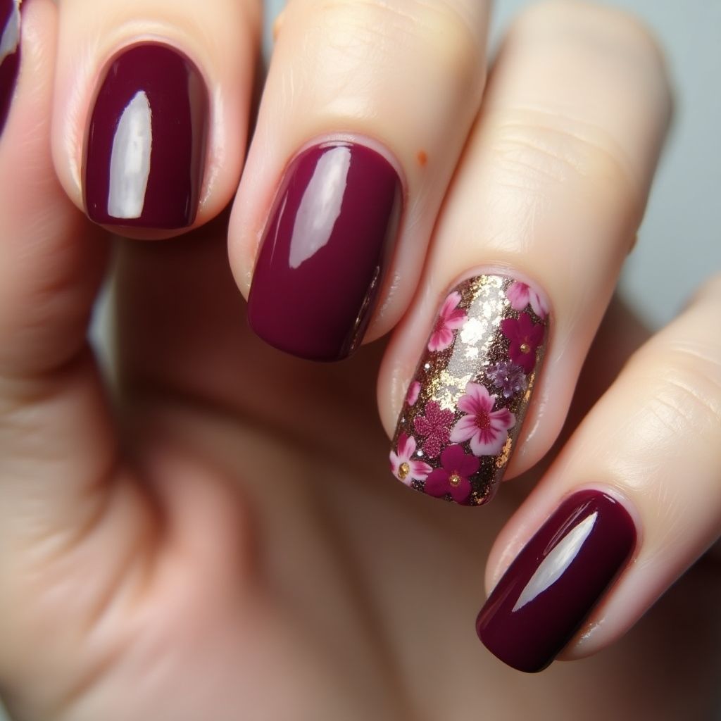 Wine Round Nail Design