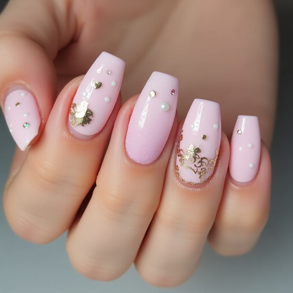 Baby Pink Coffin Nail Design