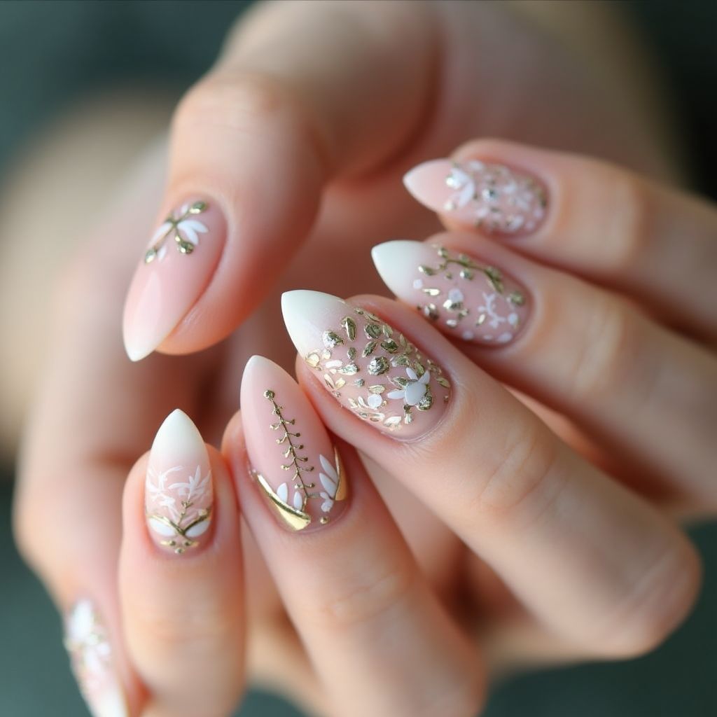 Nude Almond Nail Design