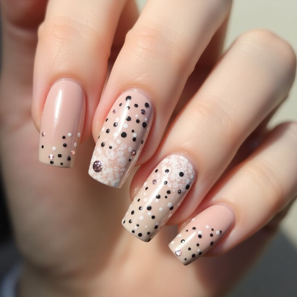 Nude Dotting Nail Design