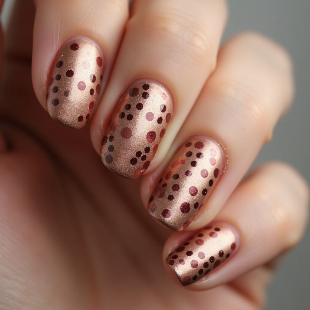 Bronze Dotting Nail Design