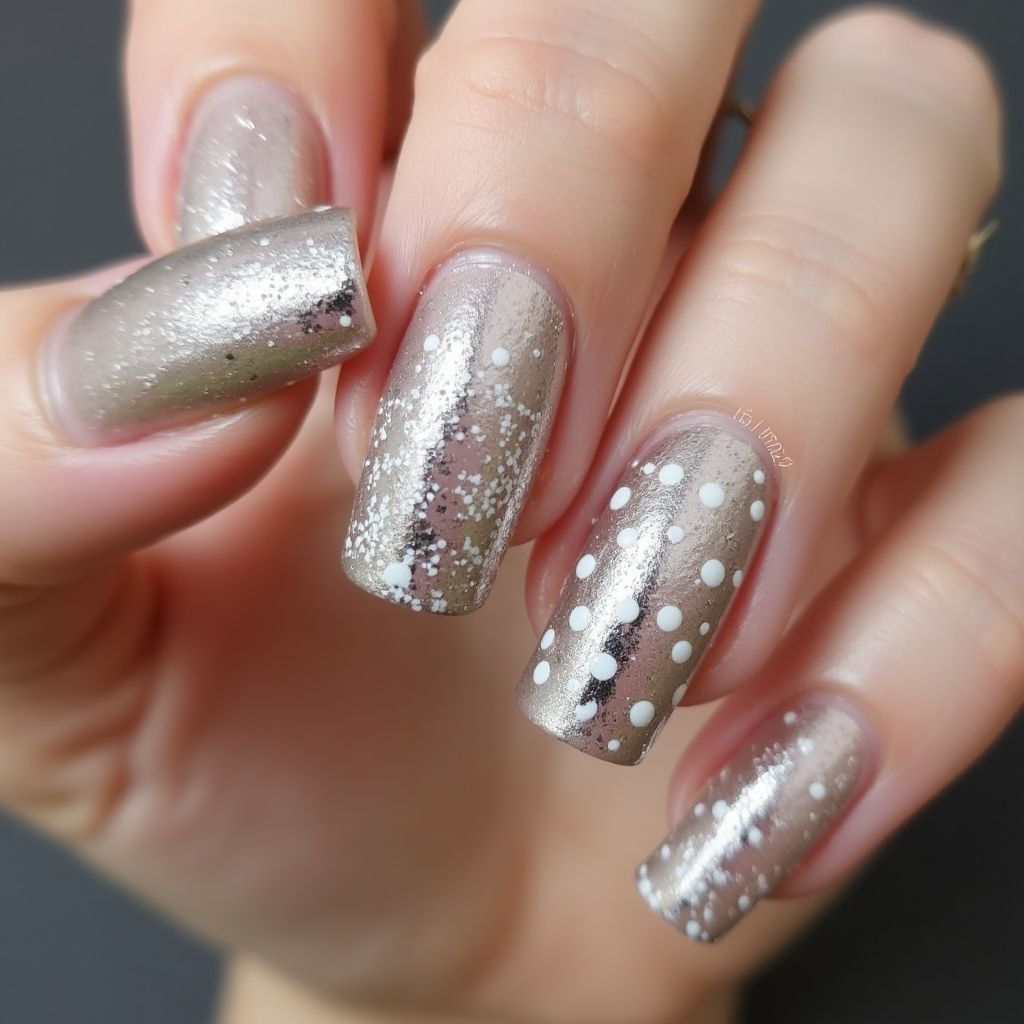 Silver Dotting Nail Design