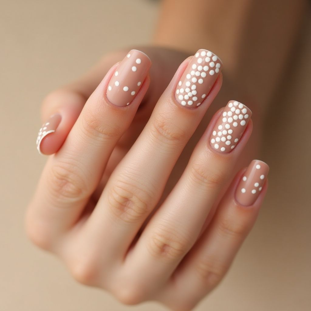 Tan Dotting Nail Design