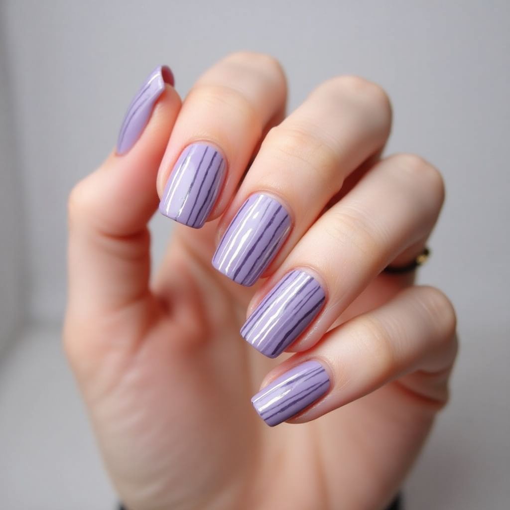 Lilac Stripes And Lines Nail Design