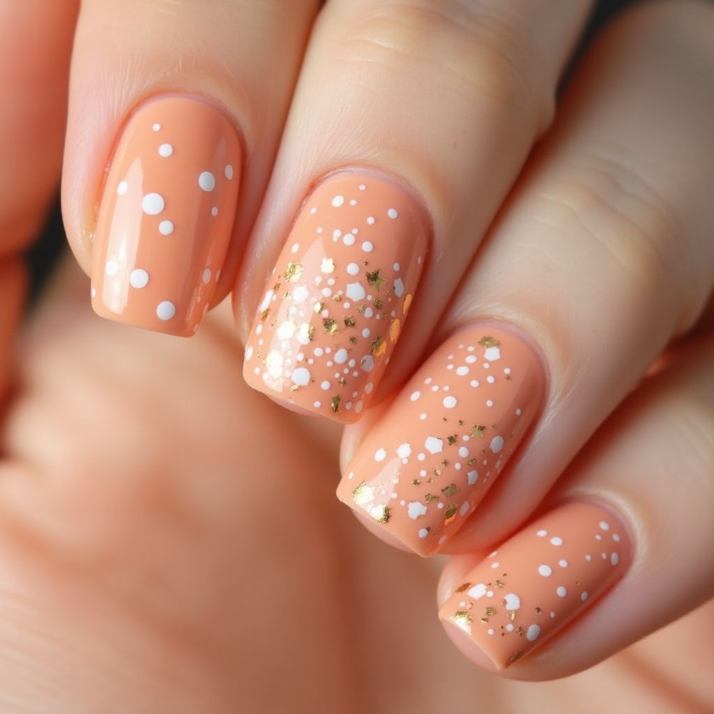 Peach Dotting Nail Design