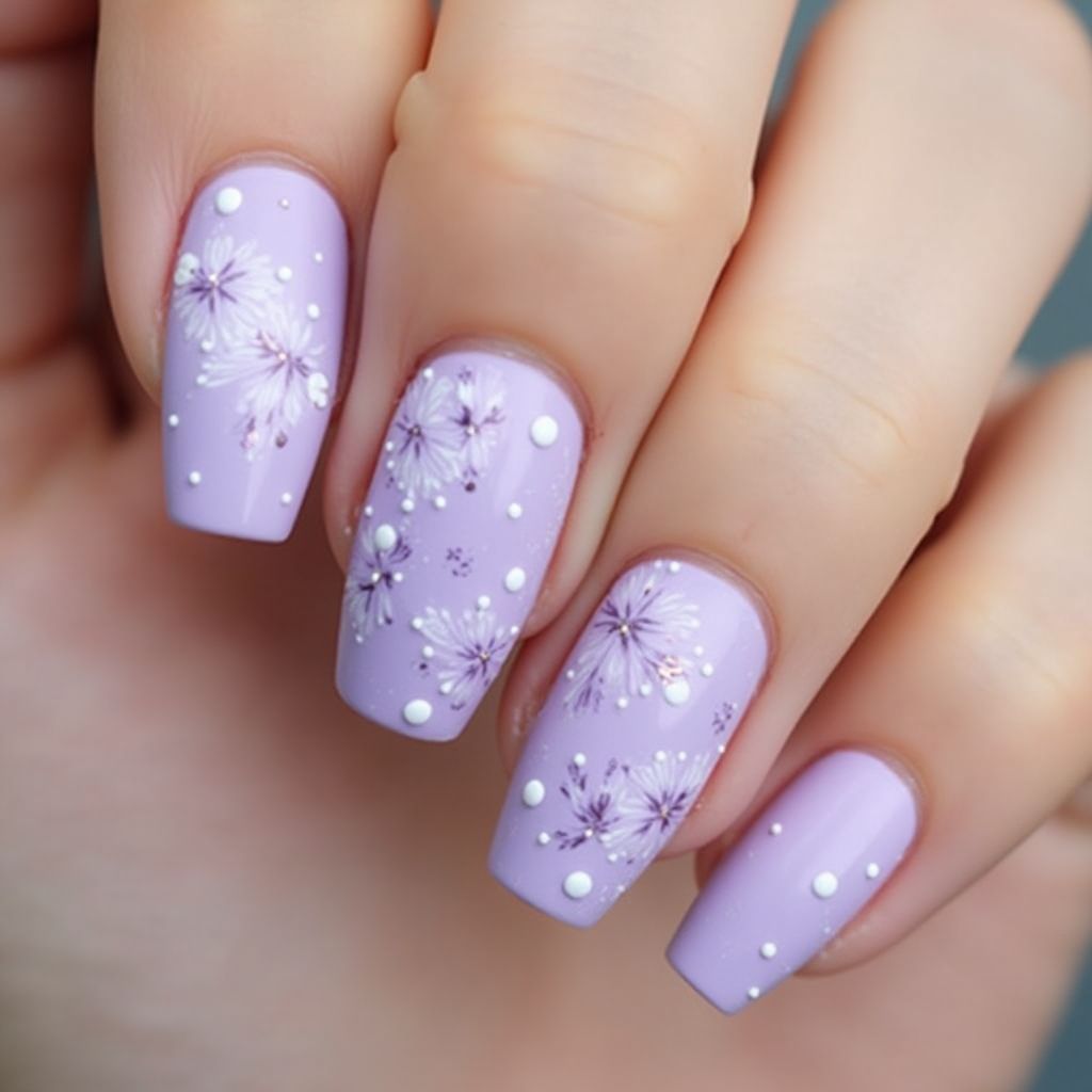 Pastel Purple Dotting Nail Design