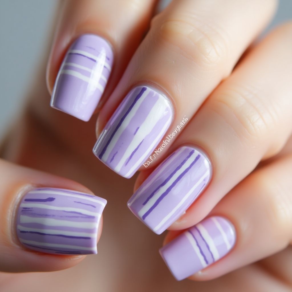 Pastel purple Stripes and lines Nail Design