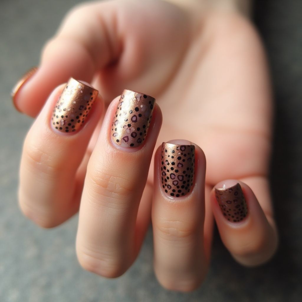 Bronze Dotting Nail Design