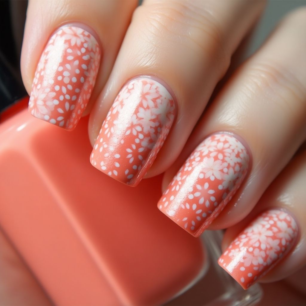 Coral Dotting Nail Design