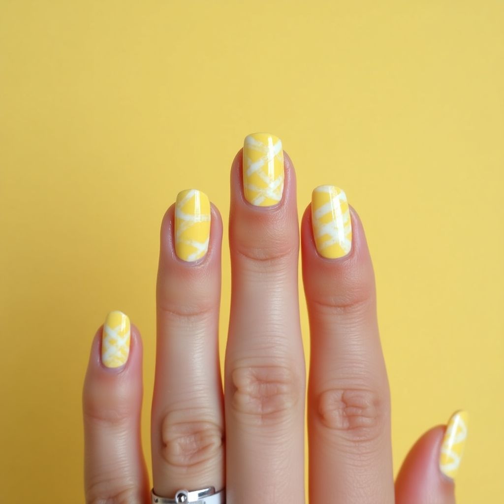 Pastel Yellow Stripes And Lines Nail Design